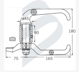 Poignée de porte étanche Marine Inox A4 graisseur entraxe 80 mm Neuve