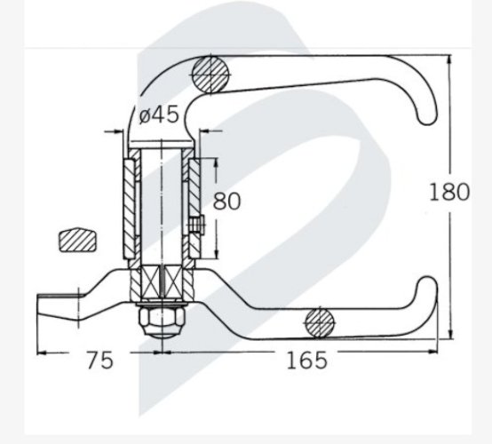 Poignée de porte étanche Marine Inox A4 graisseur entraxe 80 mm Neuve