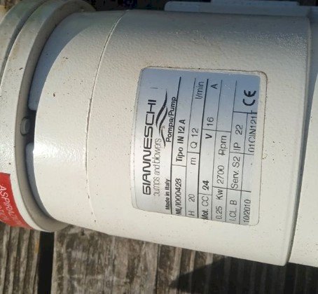 Pompe auto amorçante Gianneschi IN 12A 24 volts 0.25 kw 12 litres/min